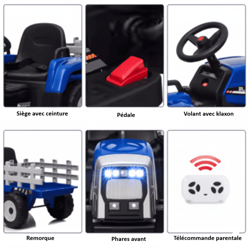 Tracteur électrique enfant, Bleu