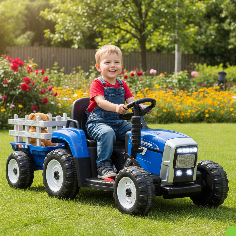 Tracteur électrique enfant, Bleu